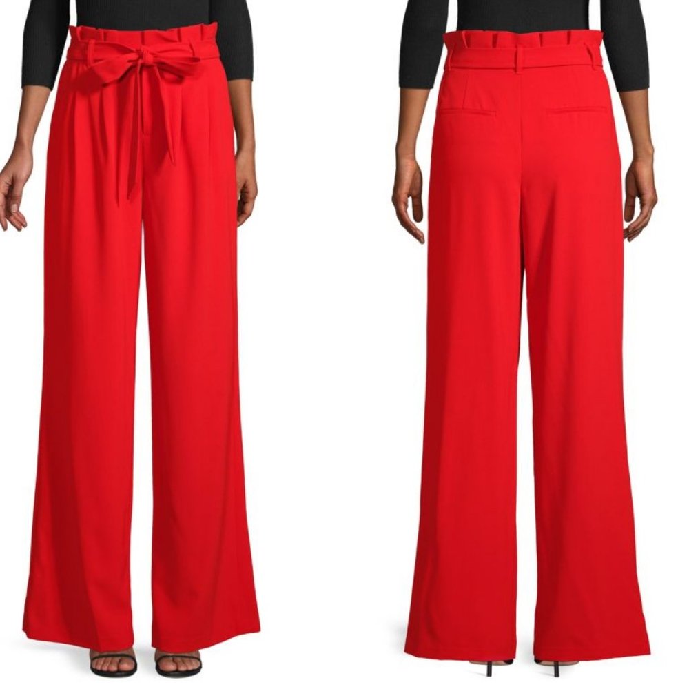 Alice + Olivia Farrel Paper Bag Pleated Pants - Cherry